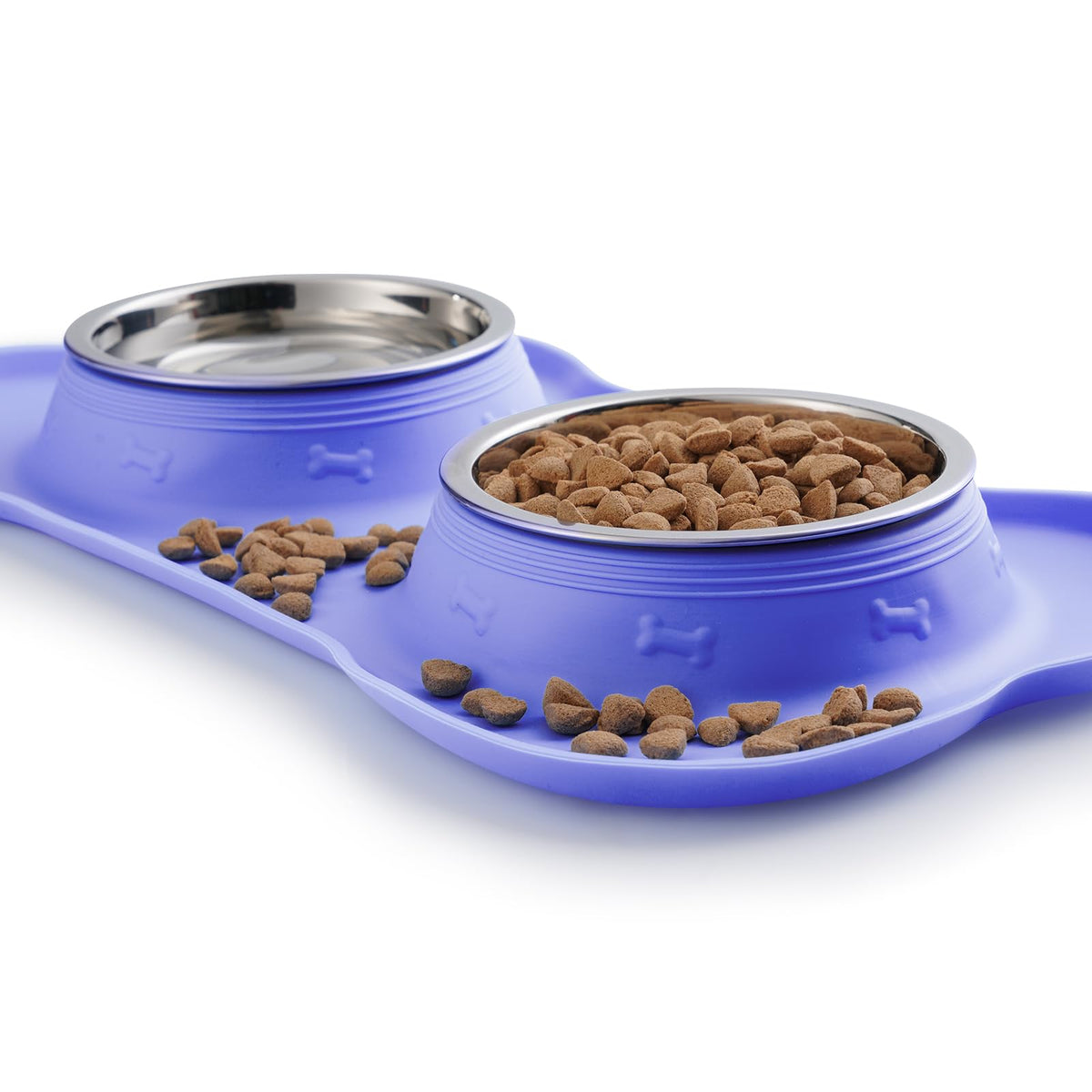 Hubulk Pet Dog Bowls 2 Stainless Steel Dog Bowl with No Spill Non-Skid Silicone Mat + Pet Food Scoop Water and Food Feeder Bowls for Feeding Small Medium Large Dogs Cats Puppies (M, Black)