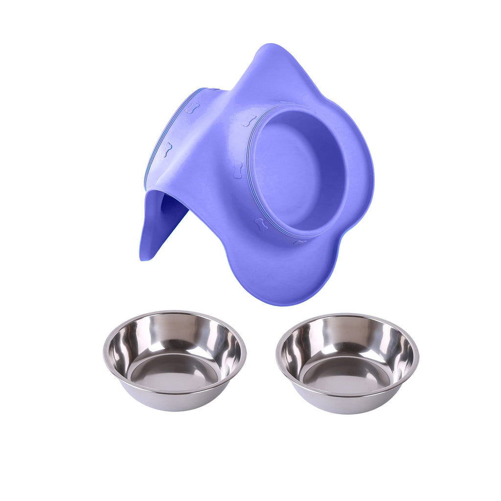 Hubulk Pet Dog Bowls 2 Stainless Steel Dog Bowl with No Spill Non-Skid Silicone Mat + Pet Food Scoop Water and Food Feeder Bowls for Feeding Small Medium Large Dogs Cats Puppies (M, Black)