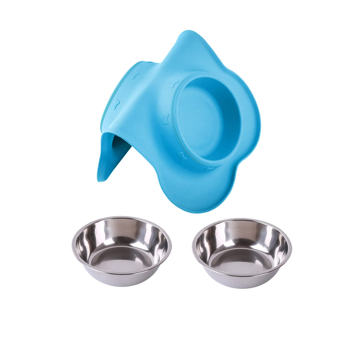 Hubulk Pet Dog Bowls 2 Stainless Steel Dog Bowl with No Spill Non-Skid Silicone Mat + Pet Food Scoop Water and Food Feeder Bowls for Feeding Small Medium Large Dogs Cats Puppies (M, Black)