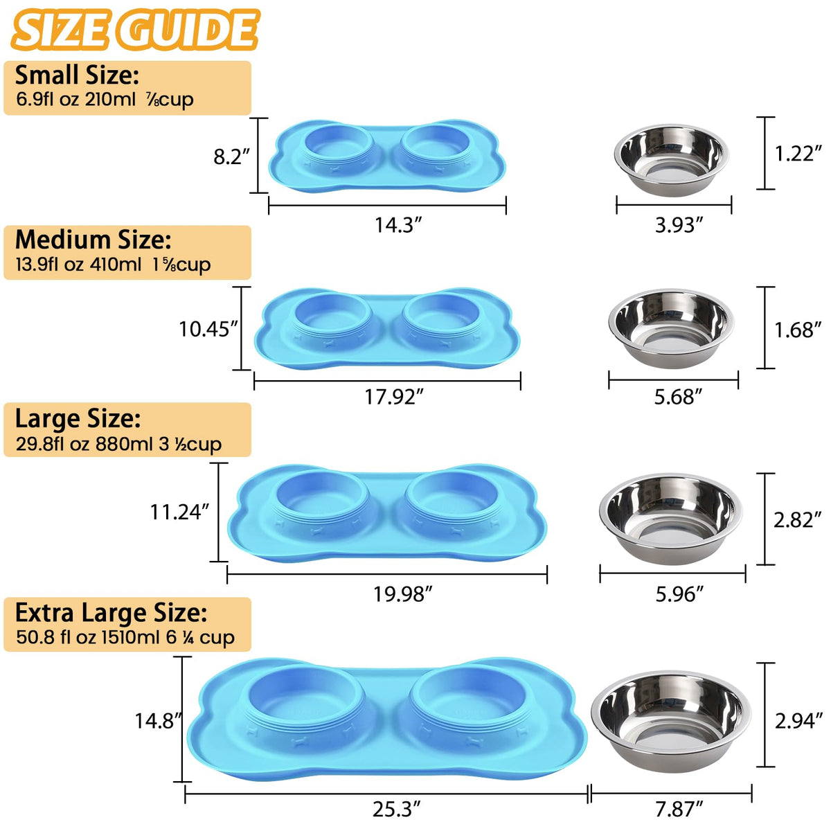 Hubulk Pet Dog Bowls 2 Stainless Steel Dog Bowl with No Spill Non-Skid Silicone Mat + Pet Food Scoop Water and Food Feeder Bowls for Feeding Small Medium Large Dogs Cats Puppies (M, Black)