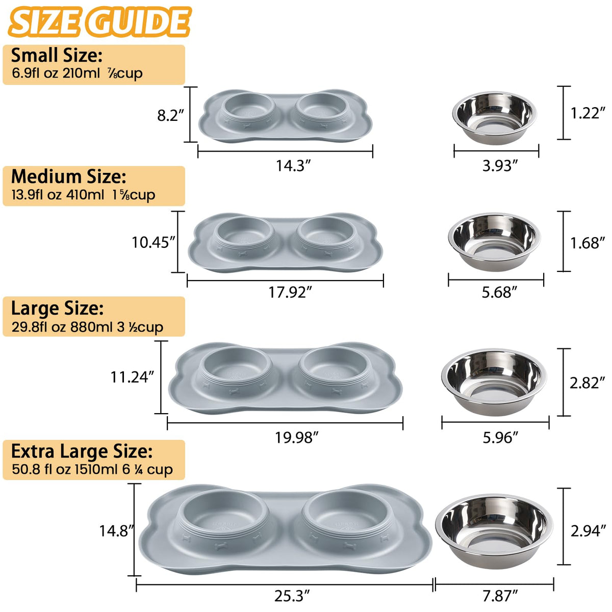 Hubulk Pet Dog Bowls 2 Stainless Steel Dog Bowl with No Spill Non-Skid Silicone Mat + Pet Food Scoop Water and Food Feeder Bowls for Feeding Small Medium Large Dogs Cats Puppies (M, Black)