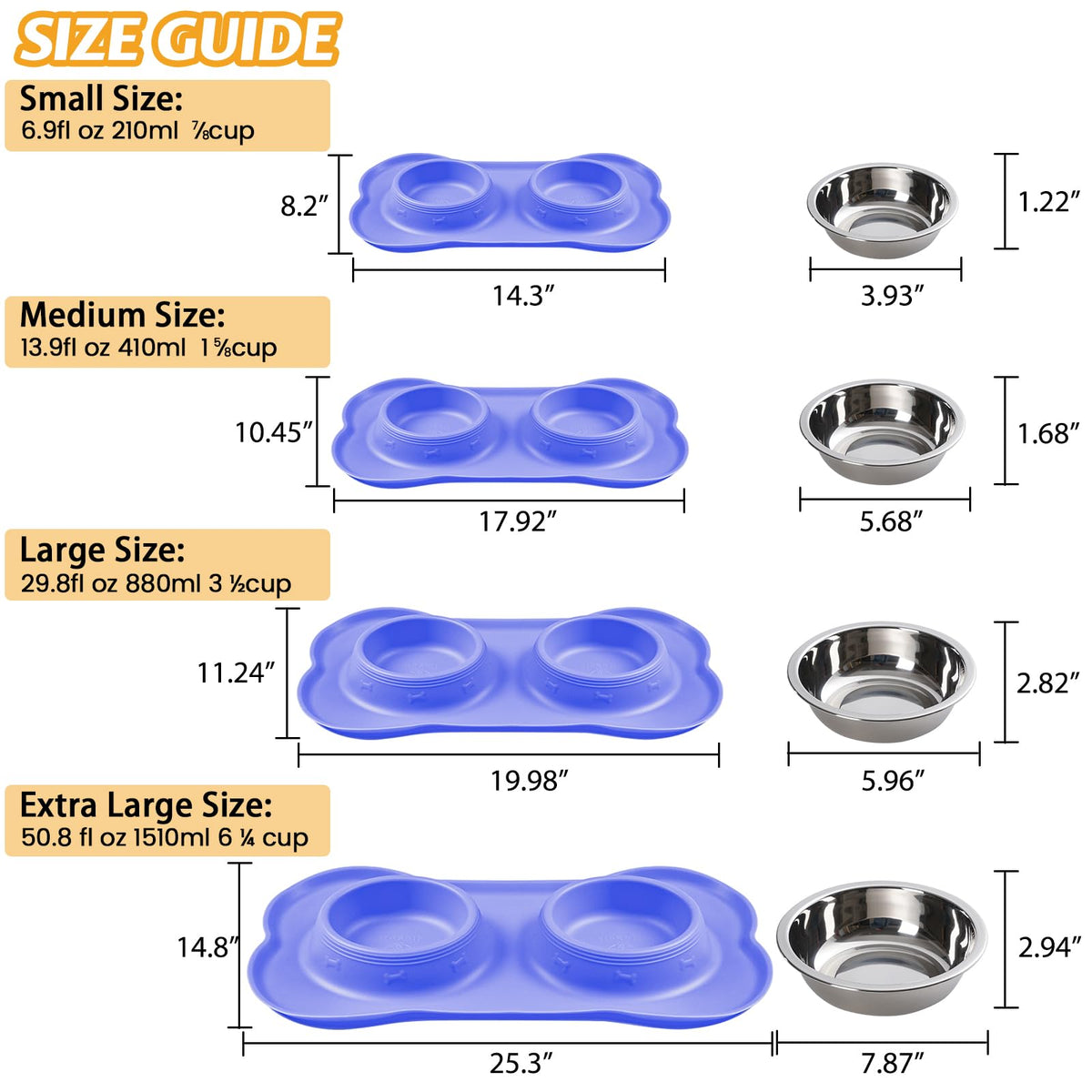 Hubulk Pet Dog Bowls 2 Stainless Steel Dog Bowl with No Spill Non-Skid Silicone Mat + Pet Food Scoop Water and Food Feeder Bowls for Feeding Small Medium Large Dogs Cats Puppies (M, Black)